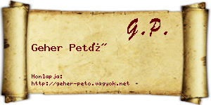 Geher Pető névjegykártya